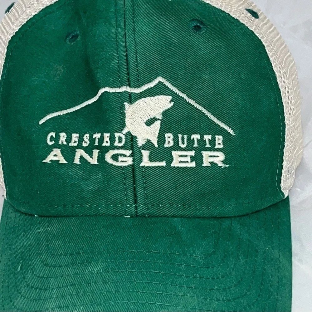 Ouray Crested Butte Angler Fly Fishing Green & Cream Trucker Hat